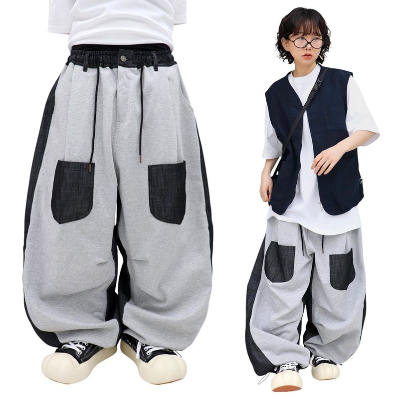 Wide Pocket Contrast Balloon Pants