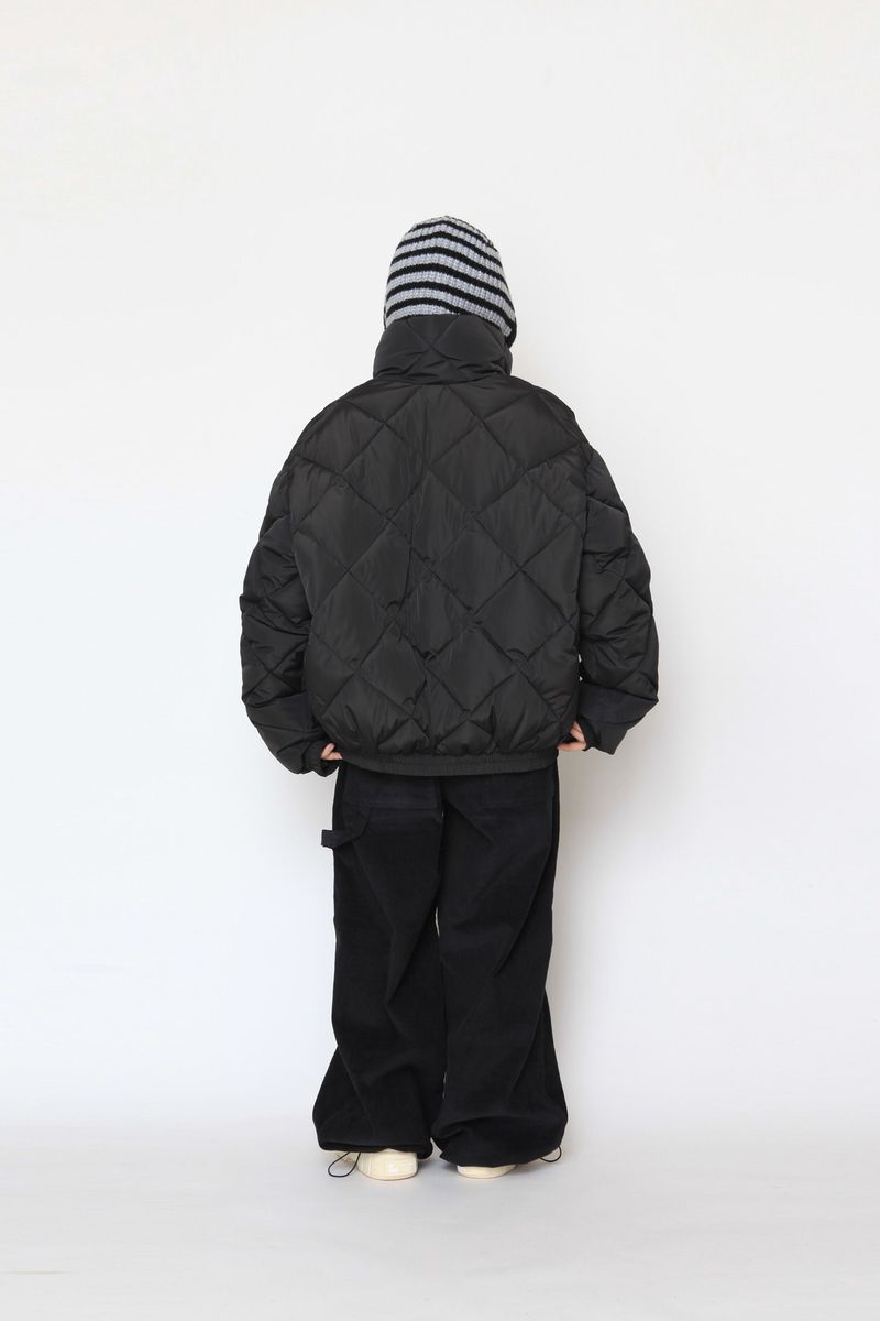 high-neck quilting padded jumper
