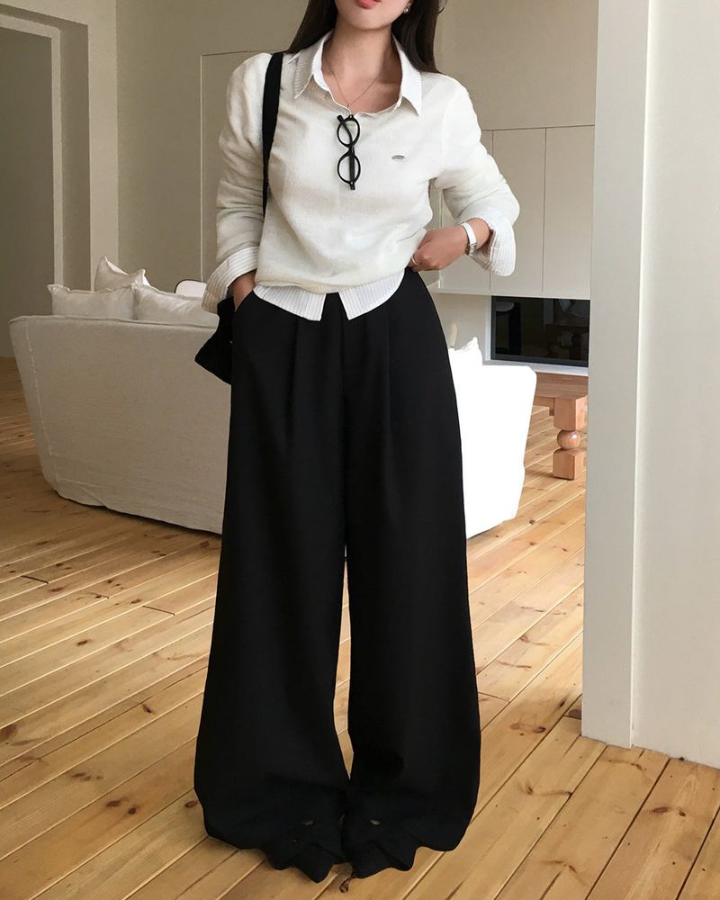Meld Buckle Pintuck Slacks Pants