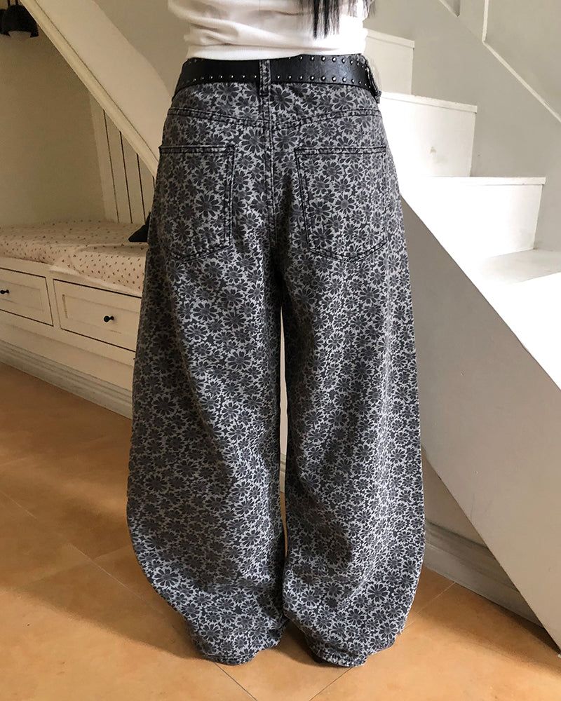 Drew Daisy Flower Wide Denim Pants