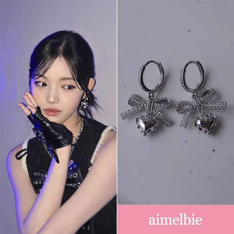 [Hearts2Hearts Yuha Piercing] コケットレースリボンリボン＆ハートハギーズピアス