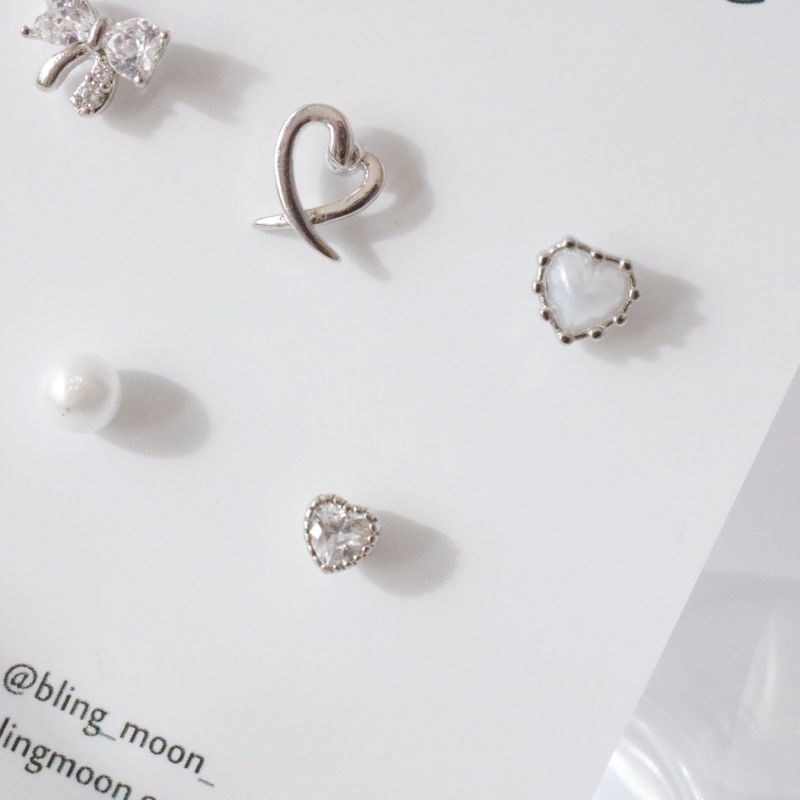[5 set] Ribbon Pearl Piercing Set