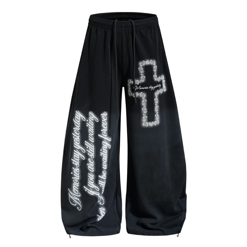 Dark Cross Graphic Wide Pants