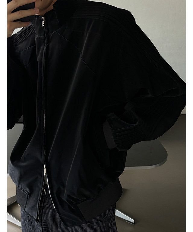 LAURANT（ロラン）の「[Unisex]グロッシープリーツブルゾンジャケット(2color)（ジャケット/アウター）」