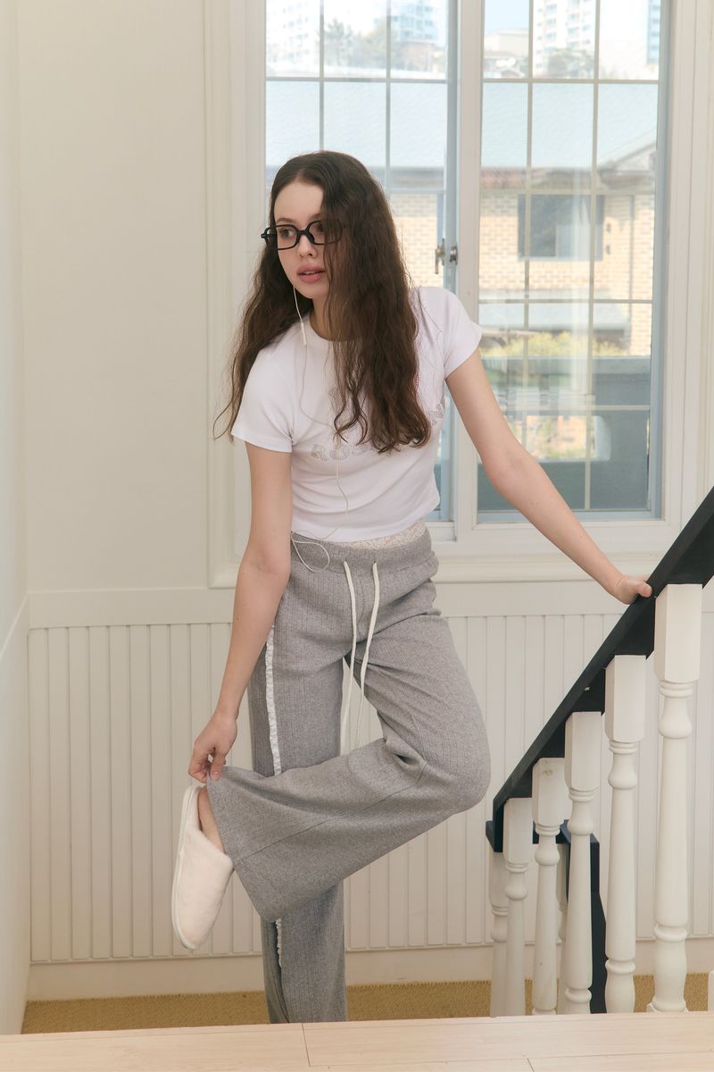 Sweet Dreams Lace Flare Pants (Gray)