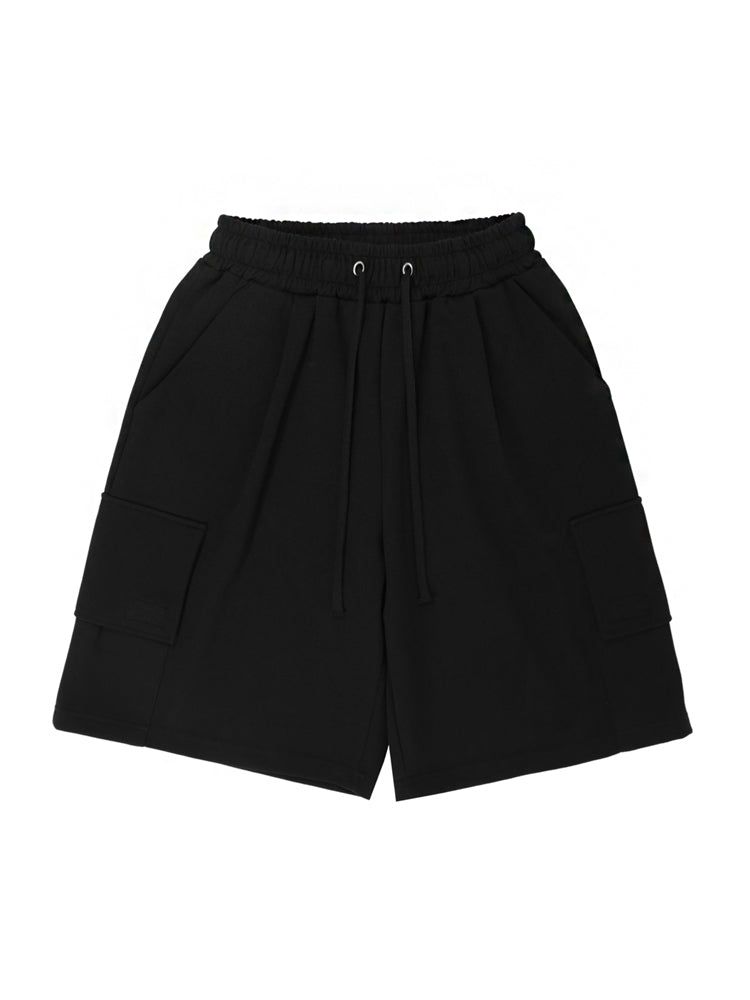 P1013 BERMUDA WIDE CARGO PANTS_BLACK