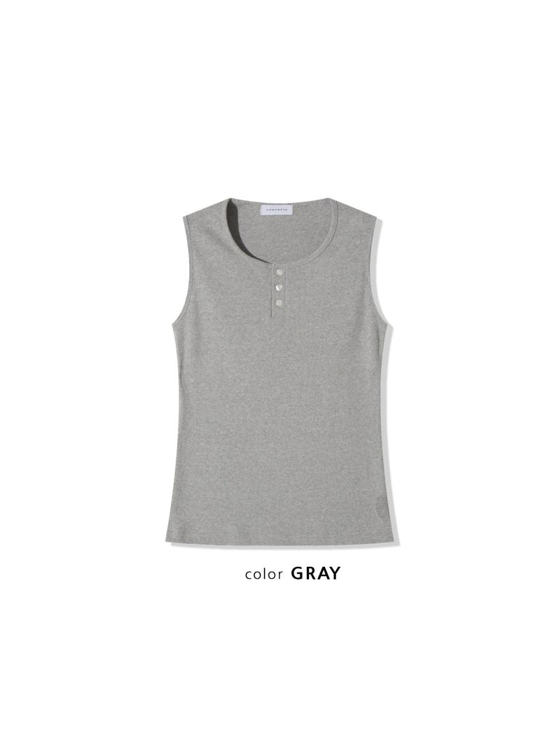 Henley neck sleeveless tee