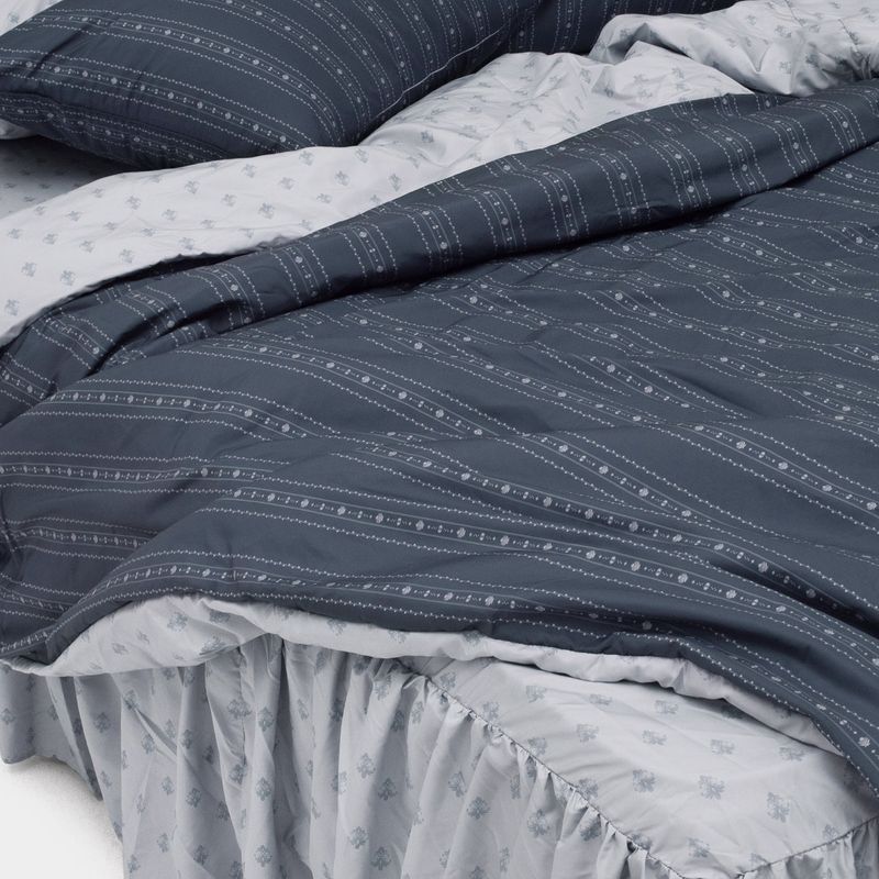 Dust-Free Fleur - Navy Duvet Cover - K size