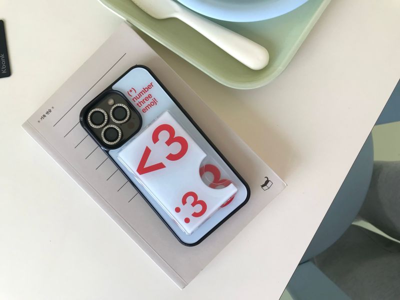 [MADE] Number 3 emoji case + card slot (Sky blue)