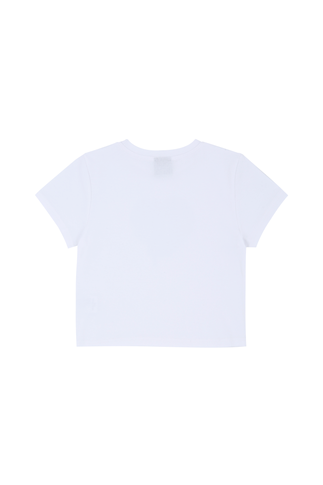 White P:HEART crop t-shirts