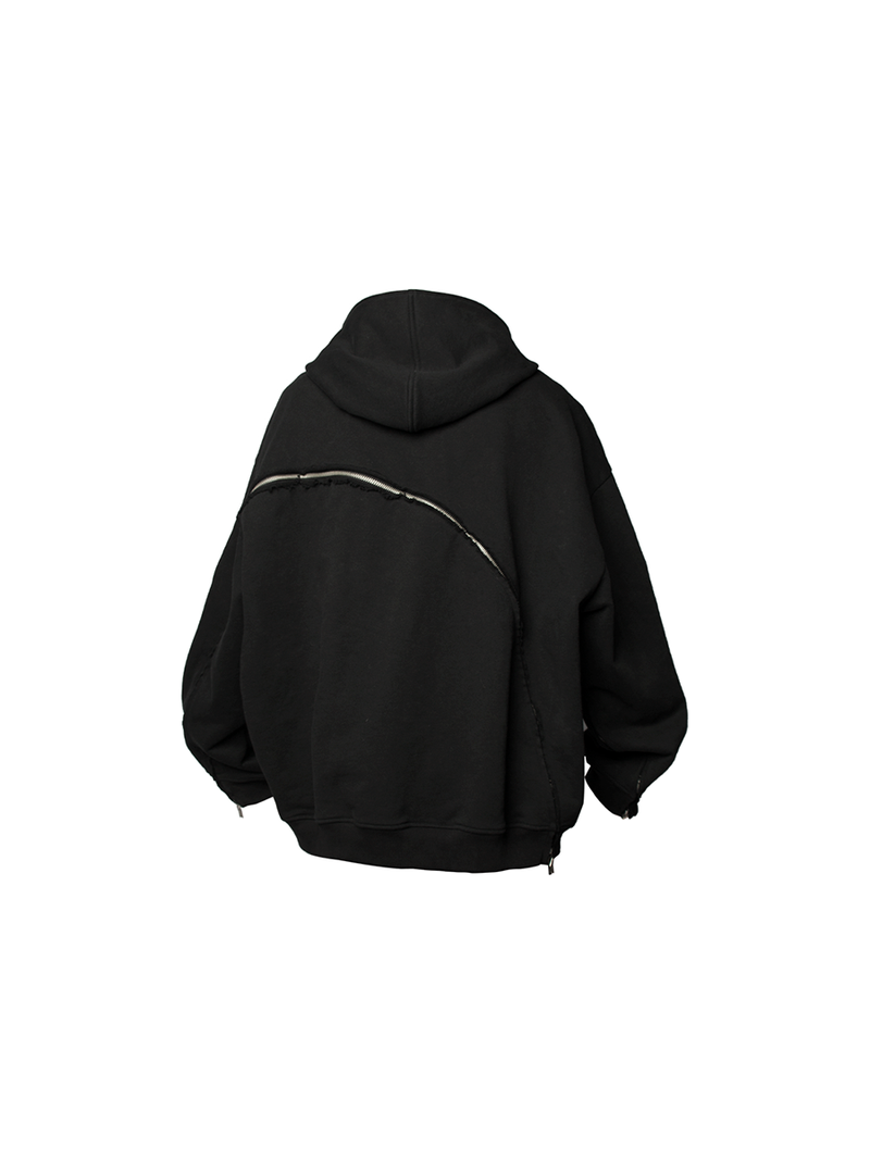 2510SWEAT_RELABEL Three-dimensional Composition (Track) Triple Zip Fully Detachable Cut-outs Patchwork Multi-wear Zip Sweater