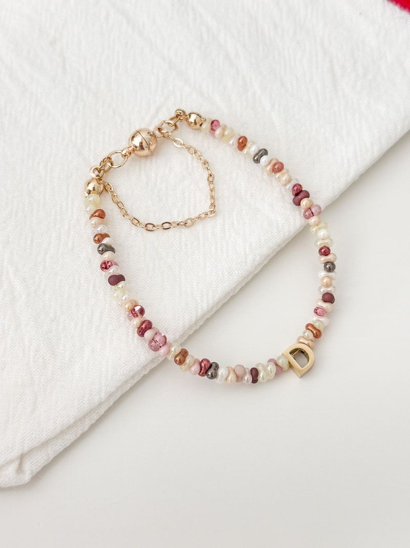 Strawberry Ice Cream Beads Initials Bracelet