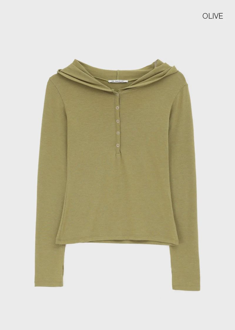 [MADE] Aki Hoodie Snap Long Sleeve T-Shirt