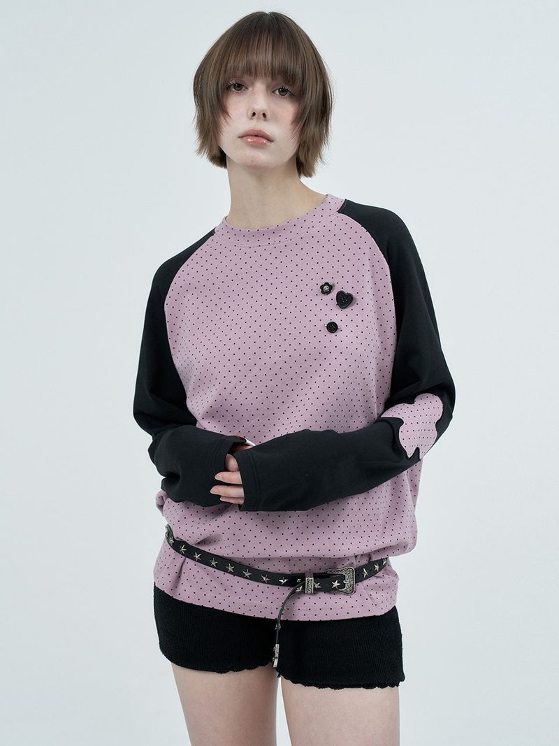 patched raglen t-shirts / blueberry