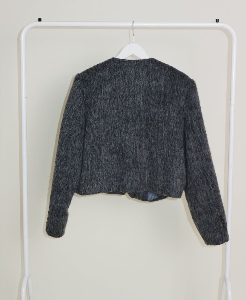 Linda Brush Mohair Crop Long Sleeve Jacket