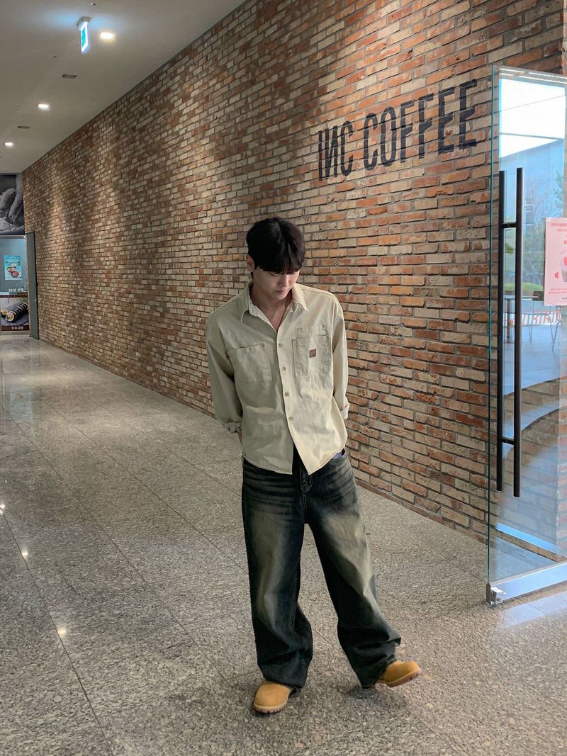후쿠이 더블 패치 워크 셔츠
