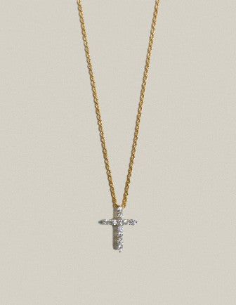 Cross Rope Chain Necklace Gold-S