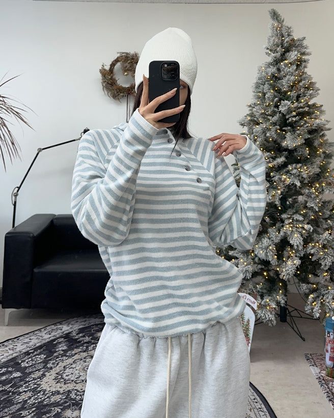 Veil diagonal button hood ST long sleeve