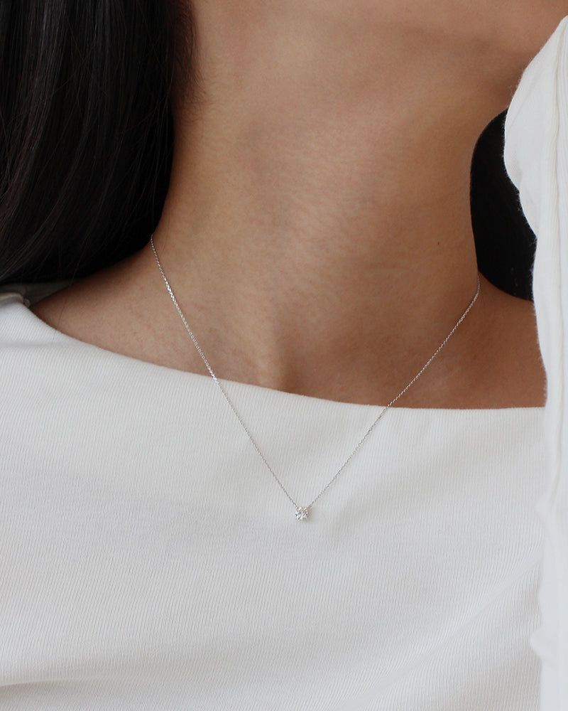 [White gold] Basic Cubic Necklace (L)