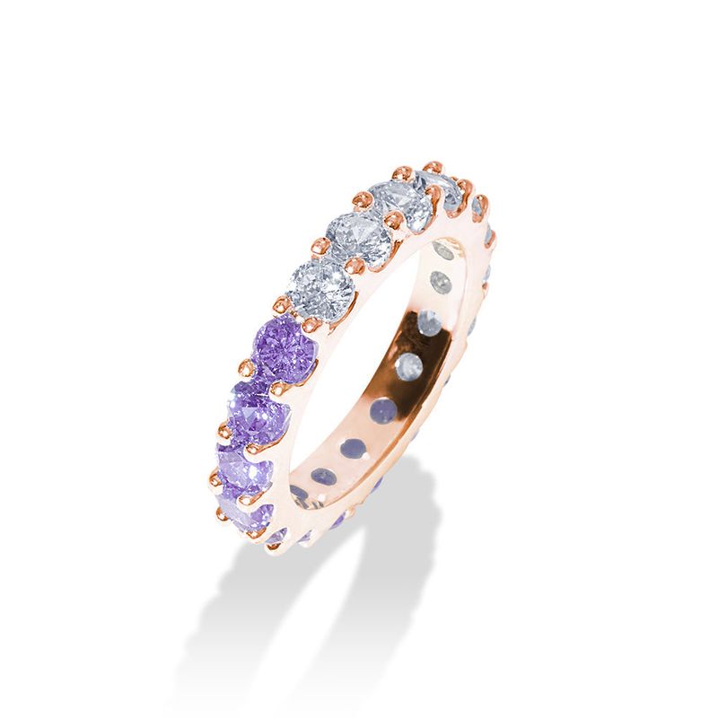 [S925] Violet Half Tennis Rilng (rosegold)