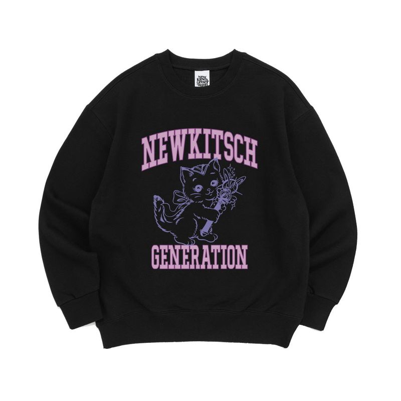 COLLEGE CAT SWEATSHIRTS-BLACK