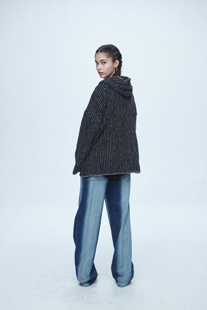 Braids Knit Hoodie Charcoal