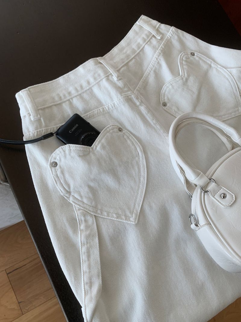 Luri Back Heart Pocket Carpenter Wide Pants 