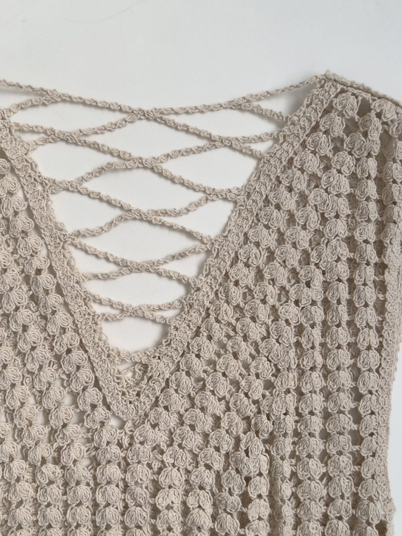 Popcorn Lace-up V-Neck Knit Vest
