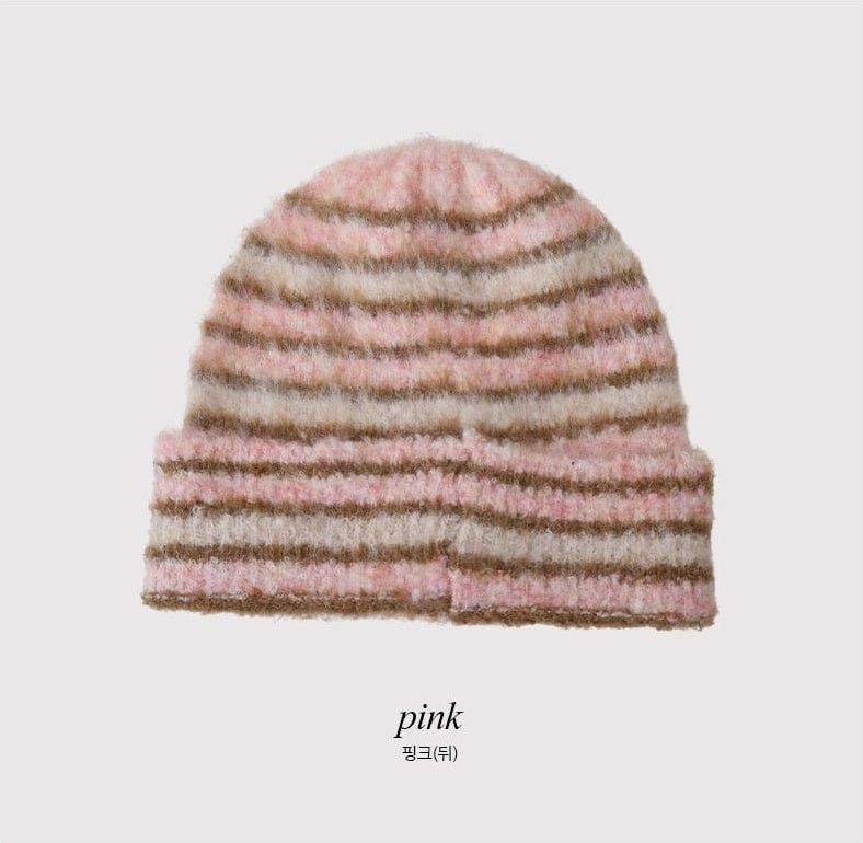 Hairy Multi Border Knit Beanie (2color)