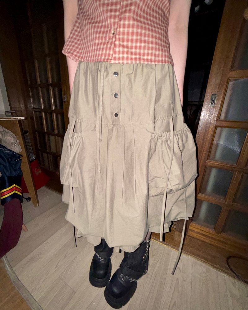 (3color) Frill Around Pocket Balloon Skirt