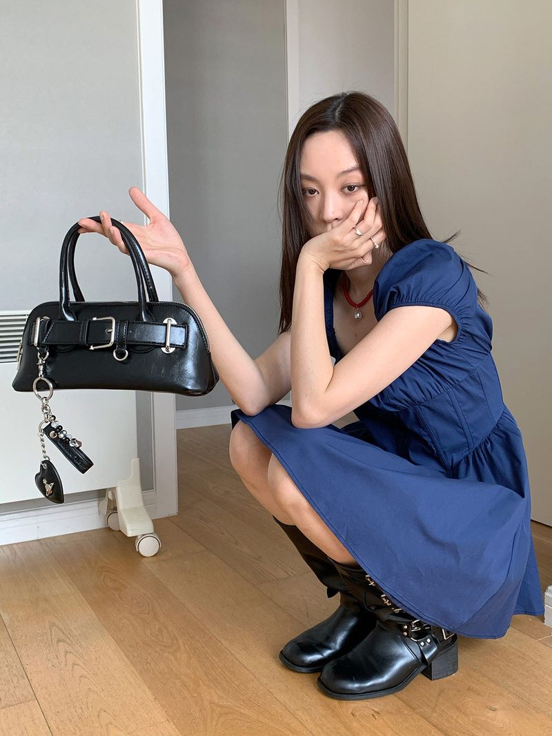 Palace Square Neck Puff Flared Dress
