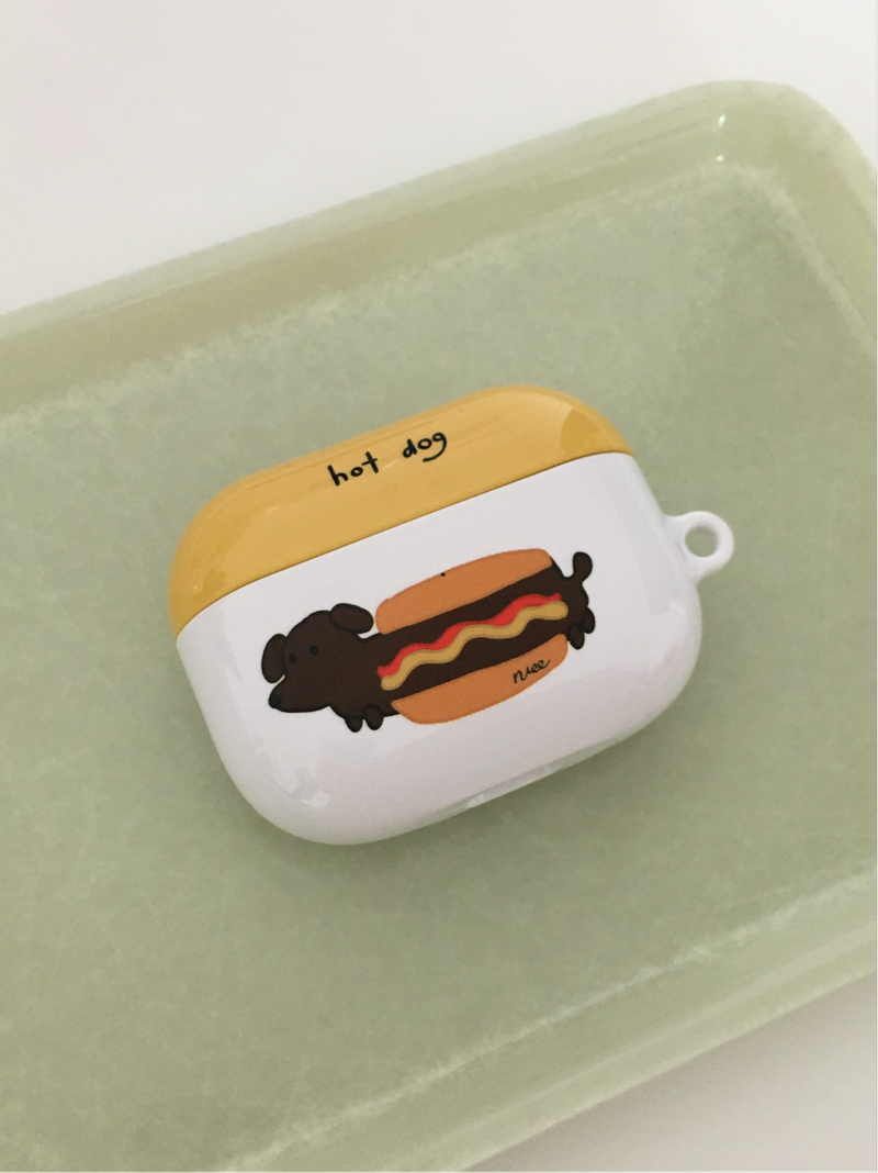 hot dog air pods case (mustard)