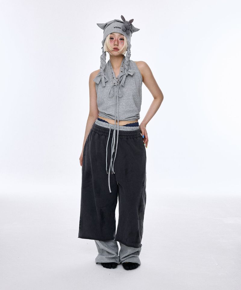 Eyelet Sleeveless Gray