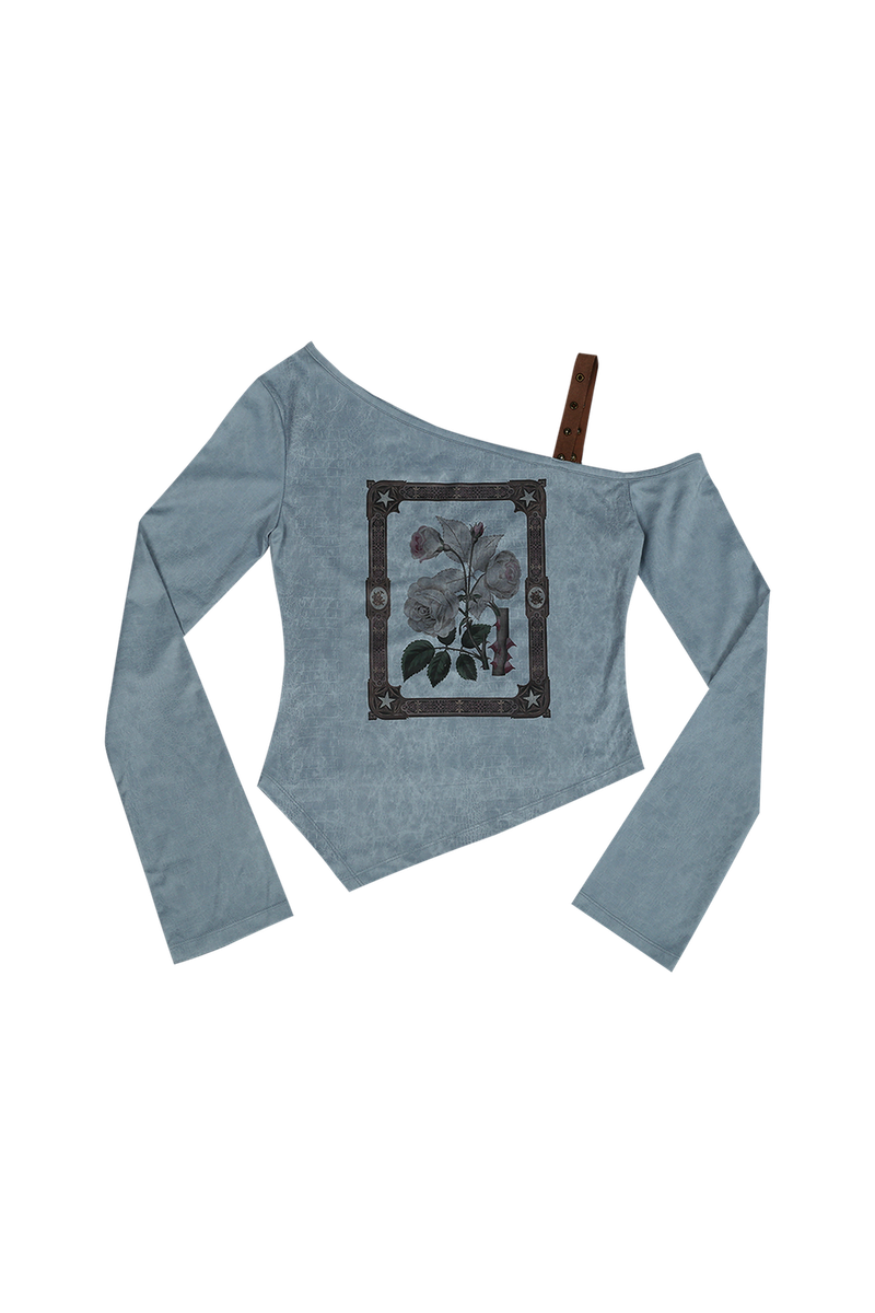 ONE SHOULDER SUEDE TOP #EMERALD BLUE