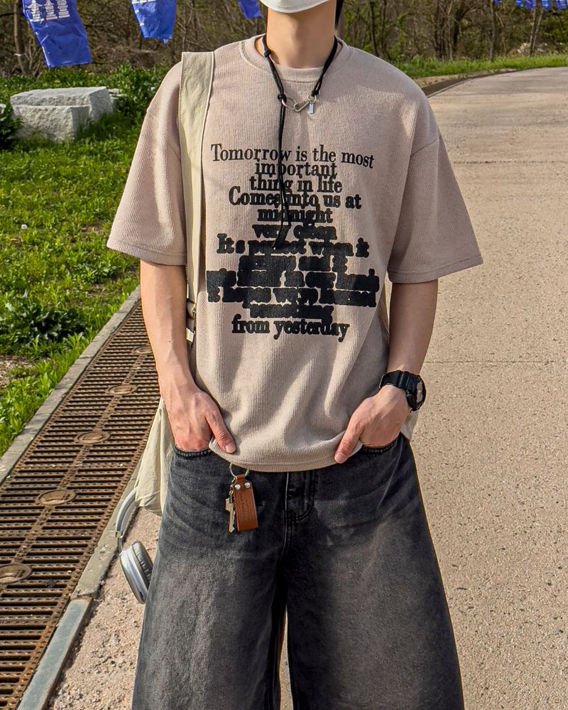 JIIGEUM(ジグム)の「Life Lettering Short Sleeve Knit T-Shirt(Tops)」