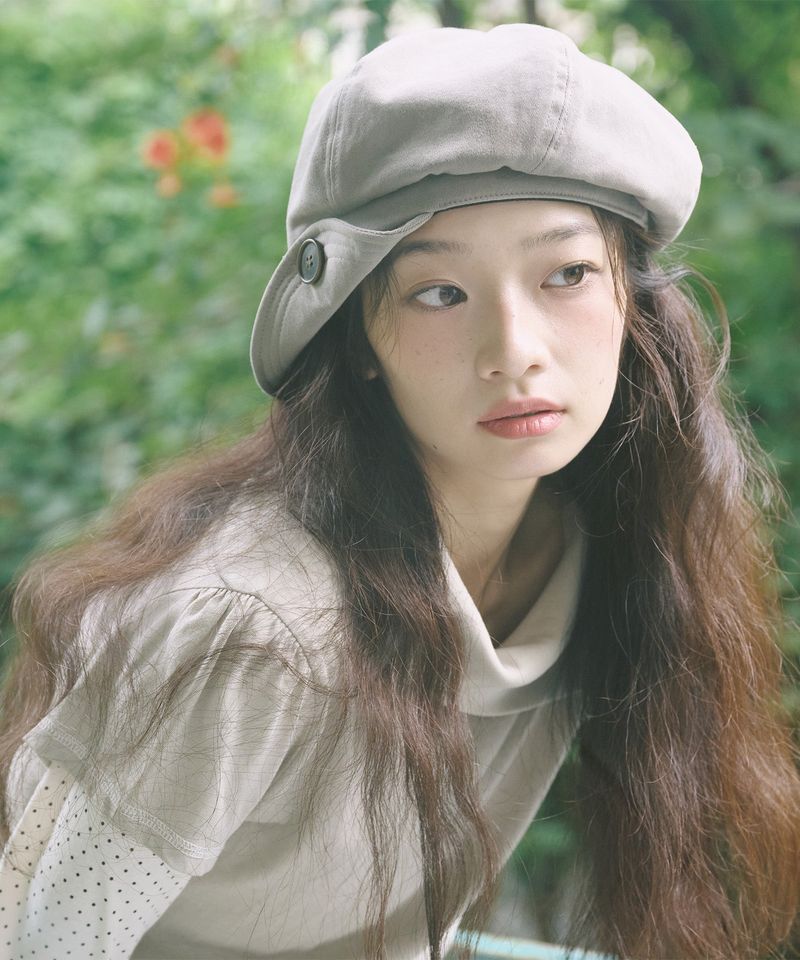 BUTTON NEWSBOY CAP - TAUPE GRAY