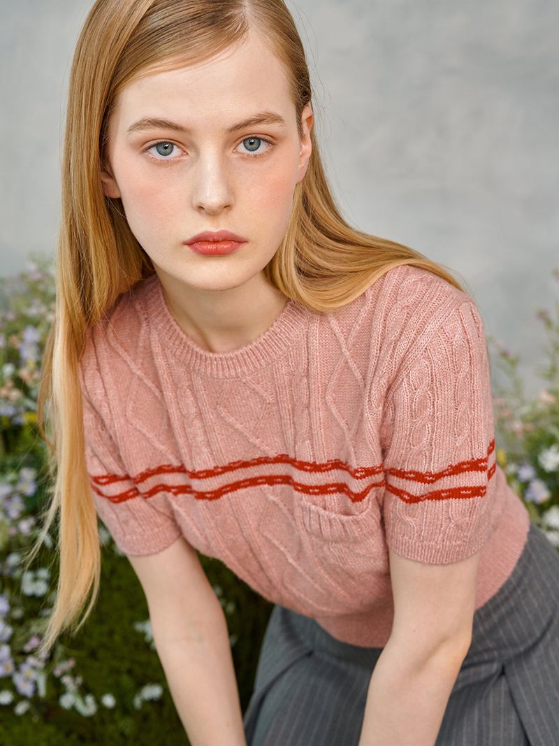 Color Line Twisted Knit (Pink)