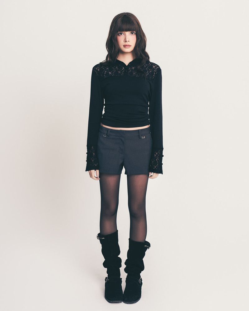 square ring low-rise pants