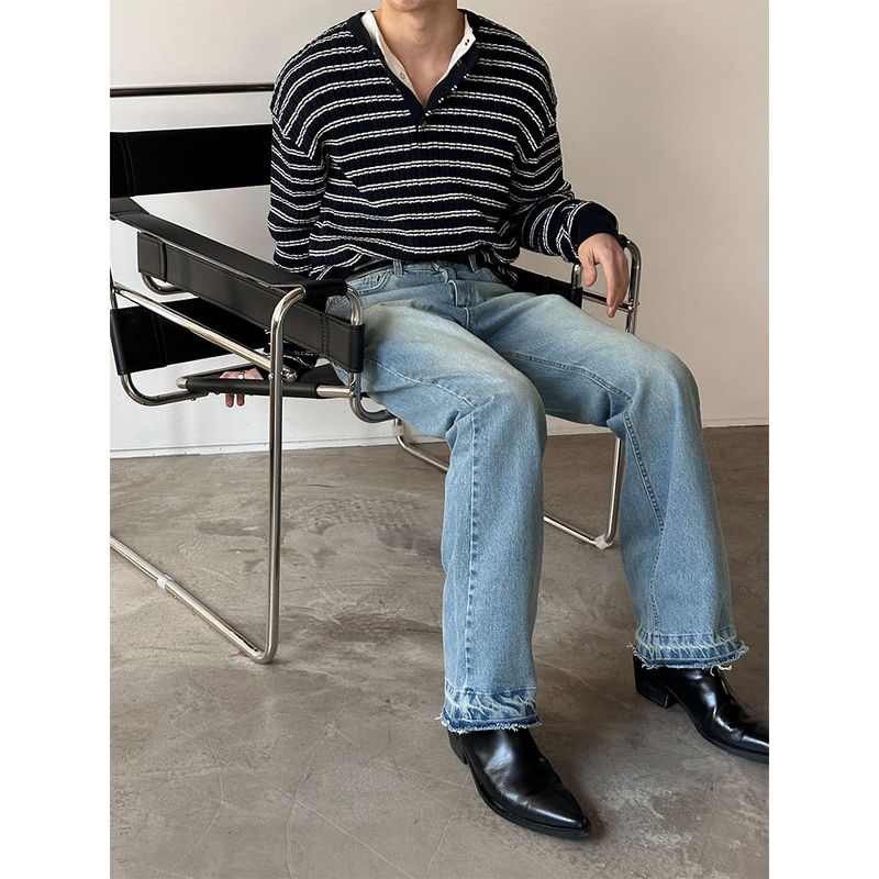 LAURANT（ロラン）の「[S/S] Stripe henry neck knit sleeves(2color)（Tops）」