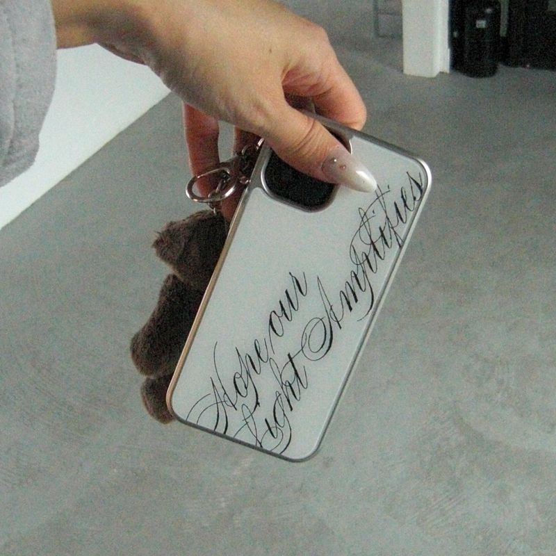 [MADE] slogan silver glass bumper case (white)