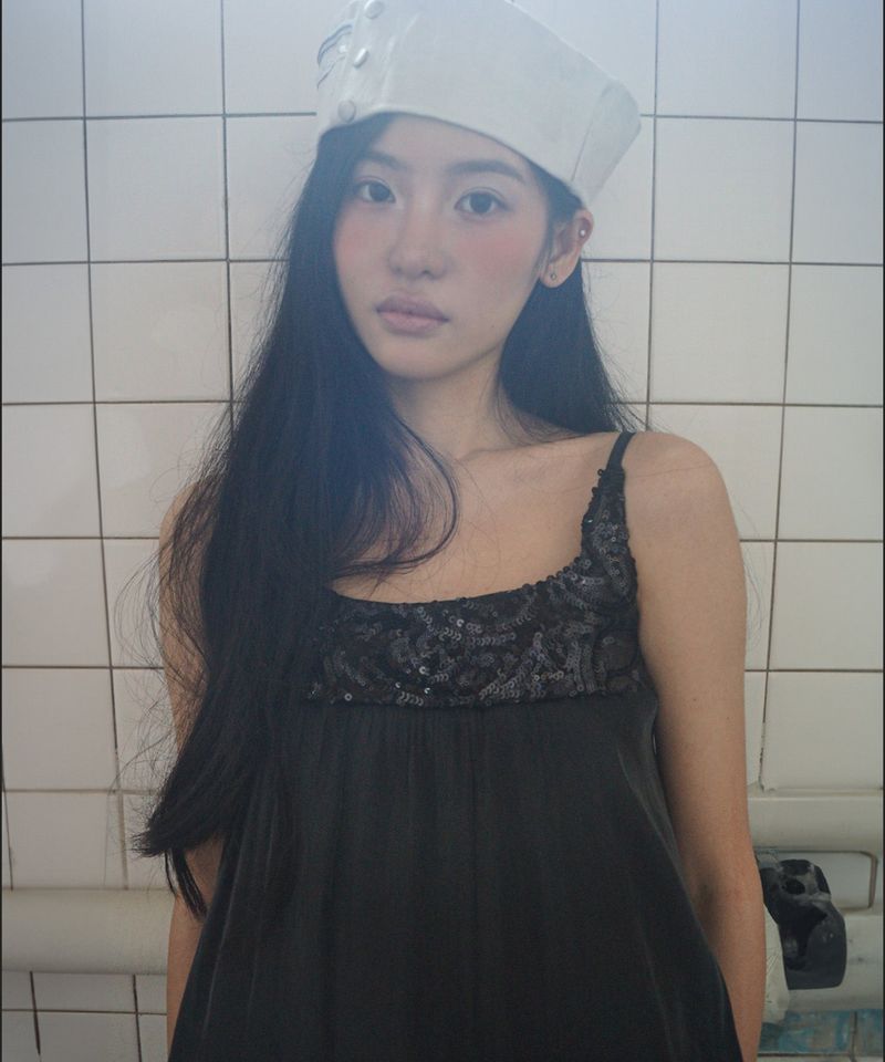 Sequin Satin Dress - Black
