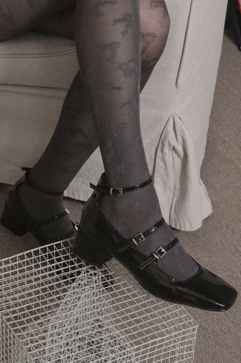 ribbon pattern tights (3colors)