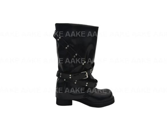 STUD HARNESS BIKER BOOTS