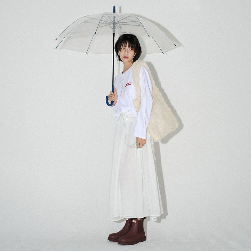 SEE-THROUGH TULLE SHOULDER BAG  (Cream)