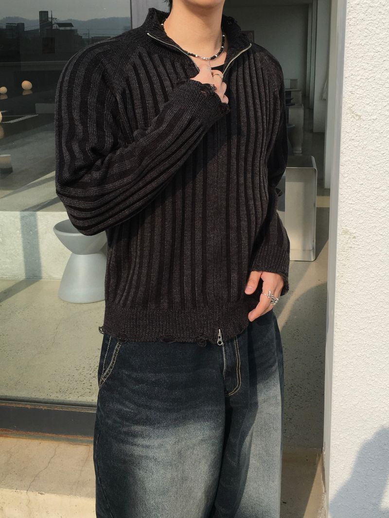 DL Ribbed Knit Zip-Up 3C