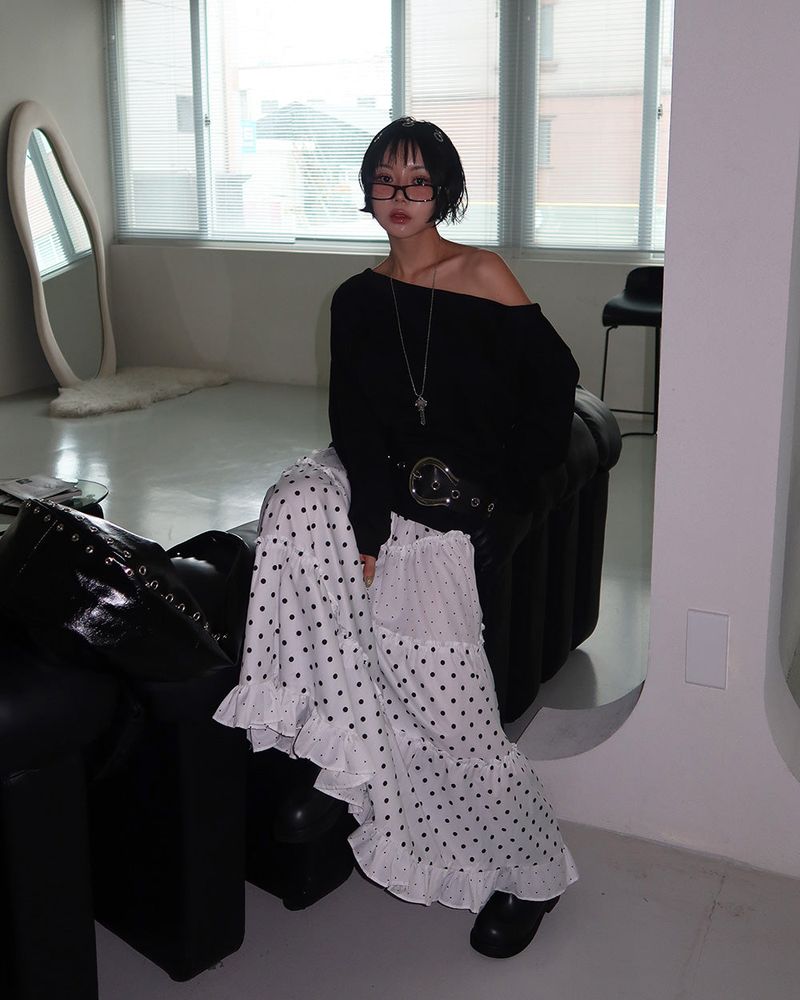 Dot Dot Dot Cancan Long Skirt