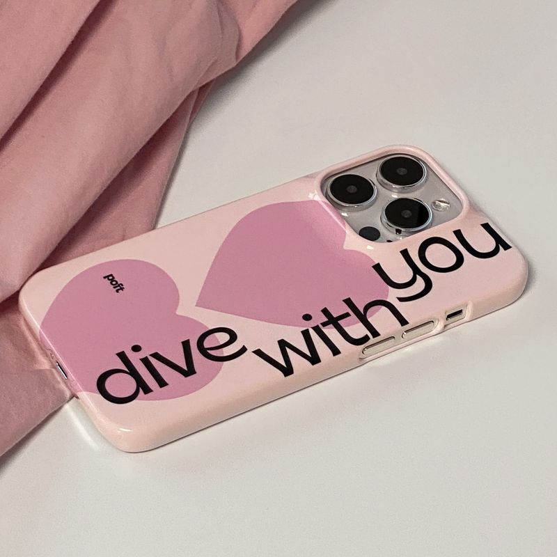 dive with you lettering case baby pink