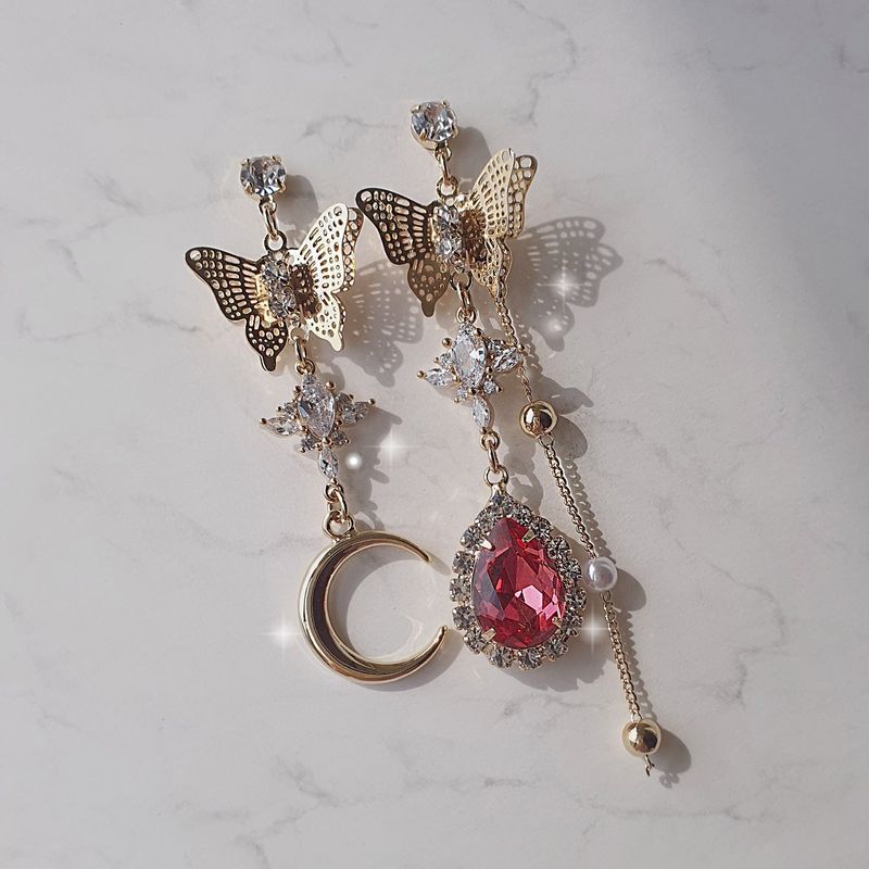 Rosepink Moon Butterfly Earring