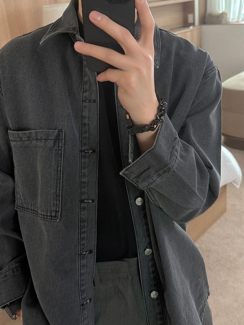 ASCLO Washing Black Denim Jacket