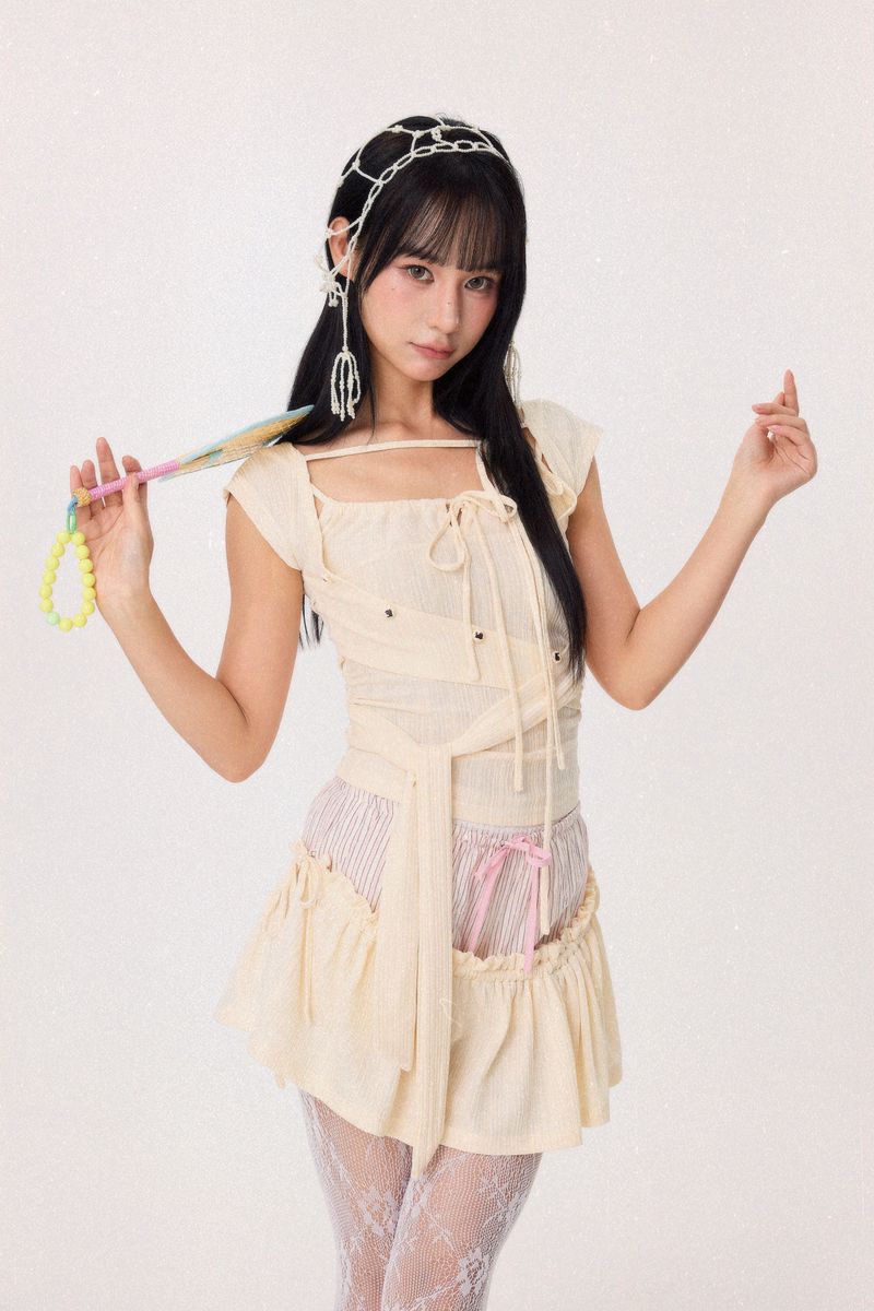 Dear Days Asymmetrical Knit Top (Cream)